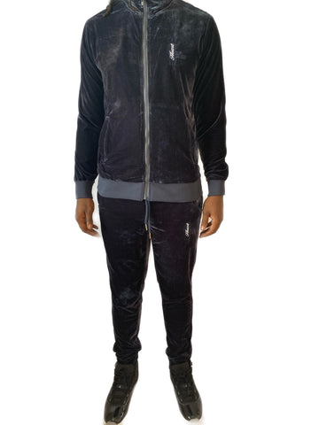 Heartless midnight charcoal velvet tracksuit