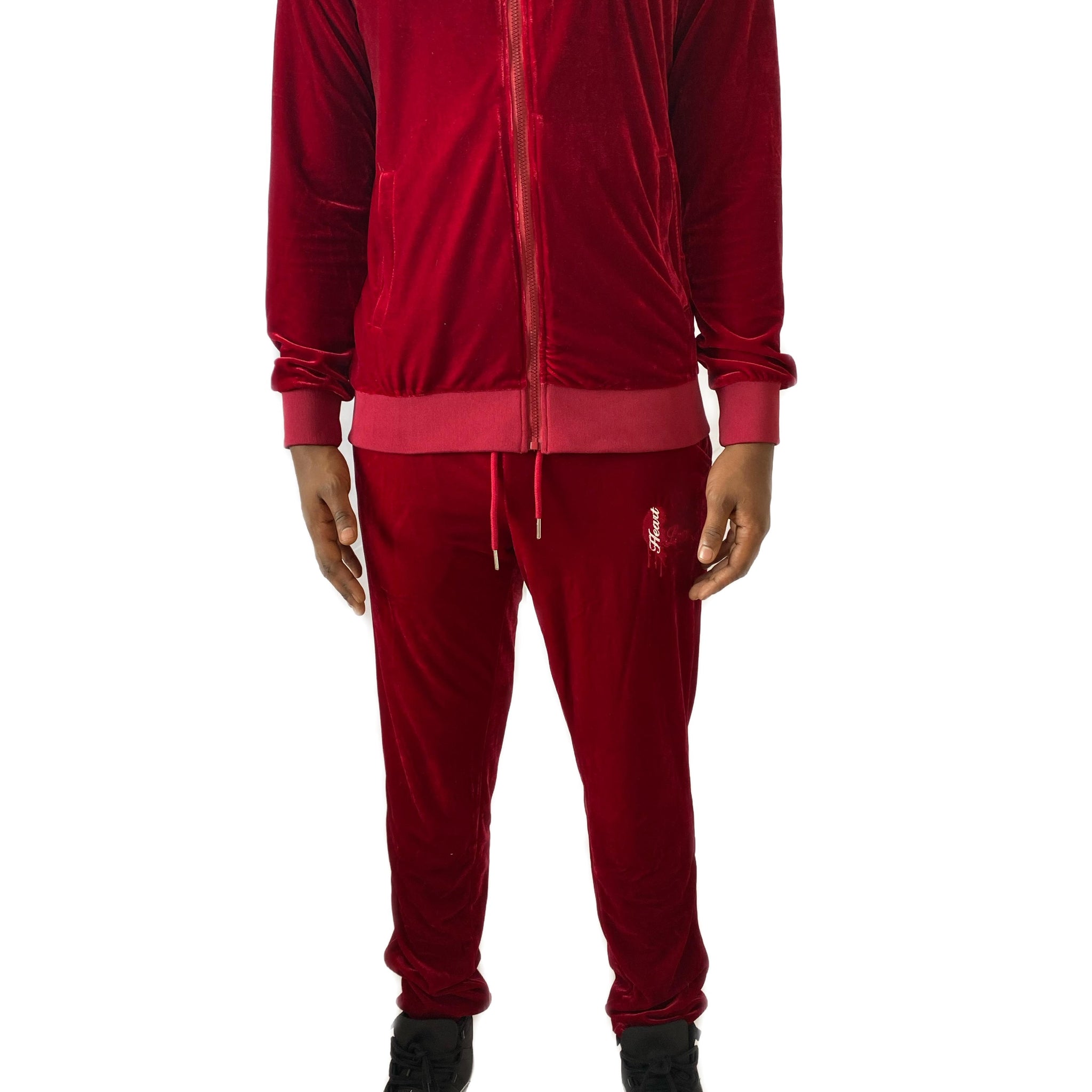 Heartless red wine velvet tracksuit