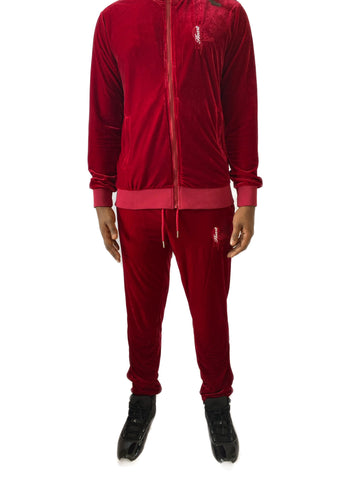 Heartless red wine velvet tracksuit